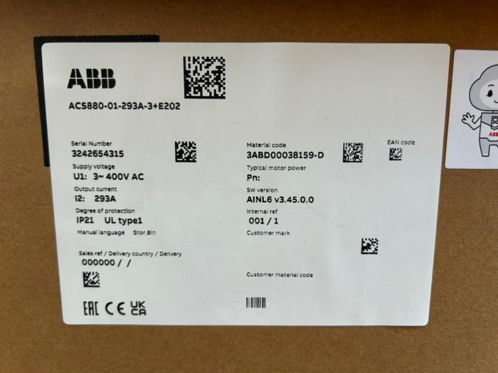 ABB ACS880-01-293A-3+E202